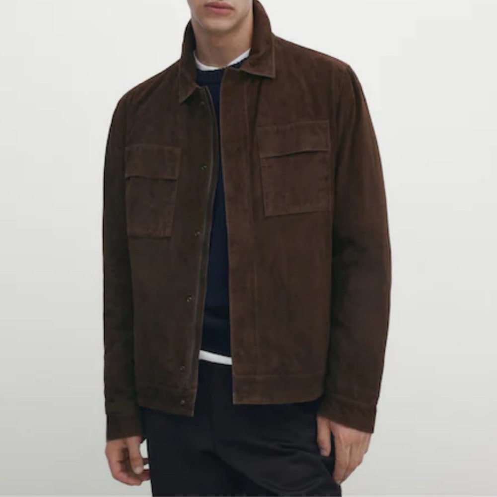 Massimo Dutti Suede Trucker Jacket Brown S Nwt